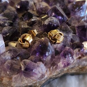 Gold Tone Textured Love Knot Post Earrings